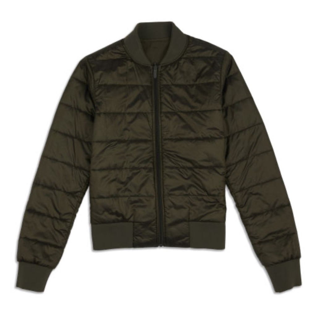 lululemon athletica Olive Quilted Bomber Jacket